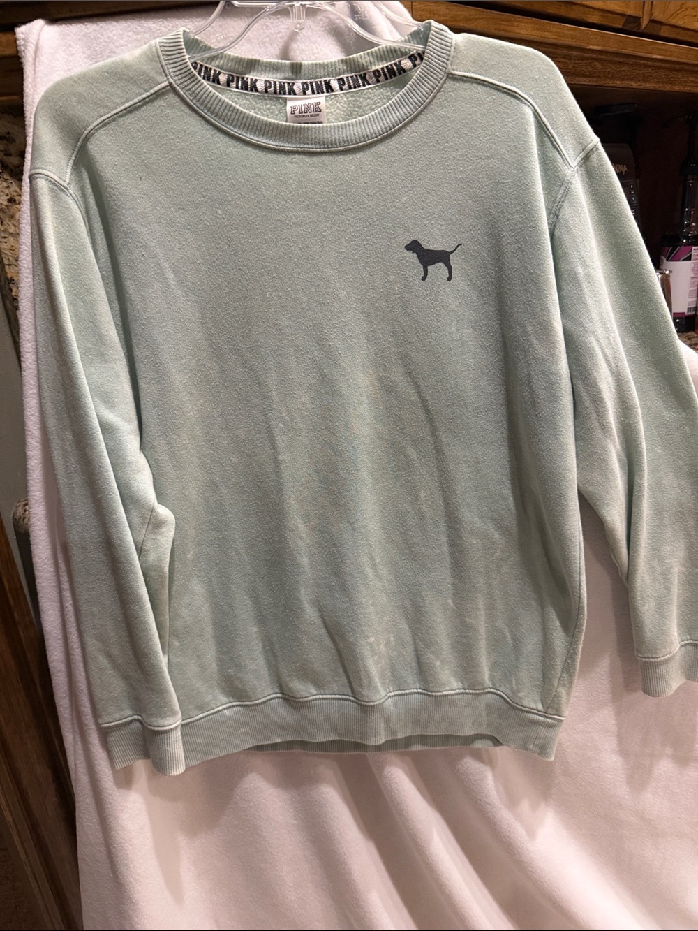 PINK Victoria's Secret  Light Mint Crewneck Sweatshirt with Dog Logo